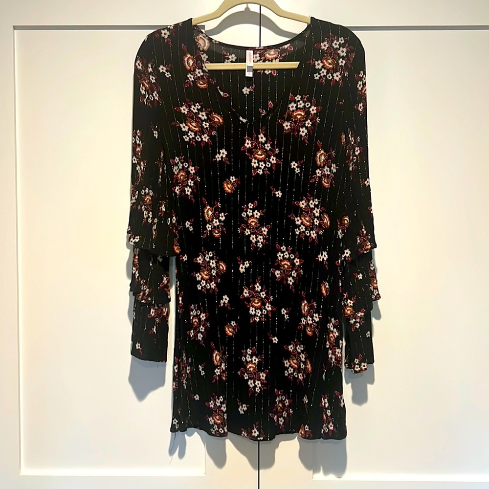 Floral Ruffle Sleeve Dress